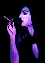 woman cig blue